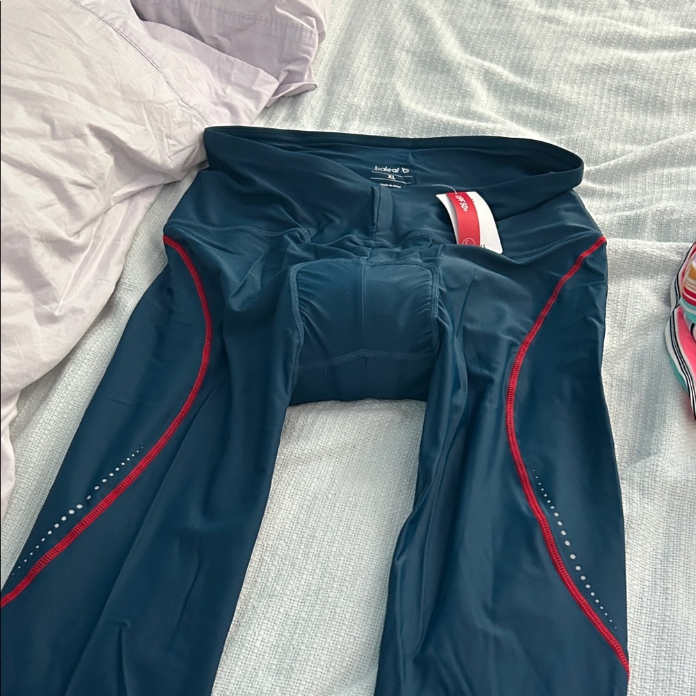 Baleaf Blue and Red Women’s Padded cycling capris